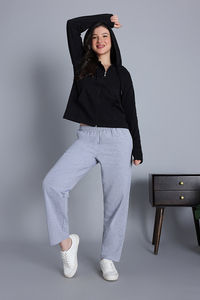 Zivame Knit Cotton Hoodie - Black Beauty — thumbnail 5